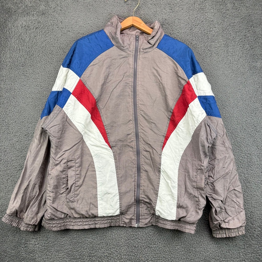 Lavon Sports Wear Mens XL Vintage 90s Colorblock‎ Windbreaker Jacket Blue Red